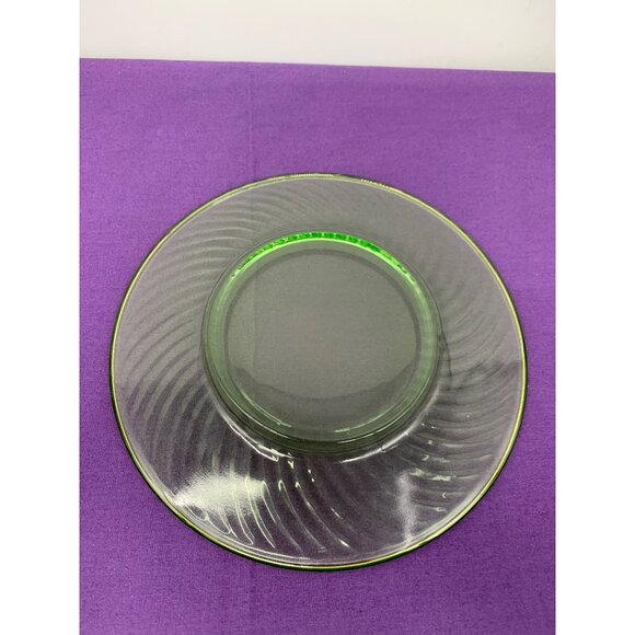 Anchor Hocking 8 Inch Spiral Pattern Green Uranium Depression Glass Plate Gold B - Picture 4 of 7